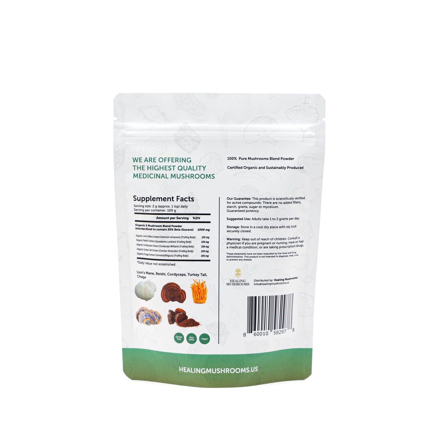 5 Mushrooms Blend - Extract Powder